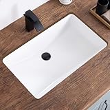 KDKSC 27 Inch Undermount Bathroom Sink White Ceramic Rectangular Under Counter Bathroom Sink for Cabinet Porcelain Vanity Sinks,Overflow Type (27.3'x16.5')