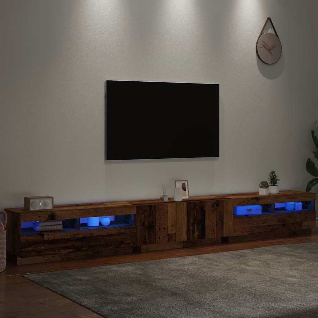 Meuble TV avec lumières LED Vieux pour Salon LH2