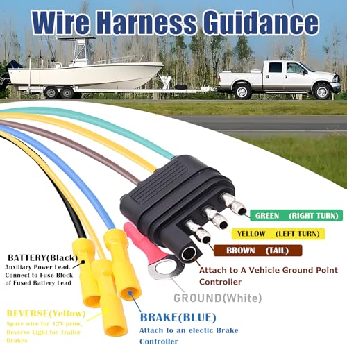 Image of 7 Way Trailer Plug 7 Pin to 4 Pin Trailer Adapter 7 Pin Trailer Connector, Vehicle-Side 4 Flat to Trailer-Side 7 Blade and 4 Pin Dual-Output Connector with Mounting Bracket for RV Truck