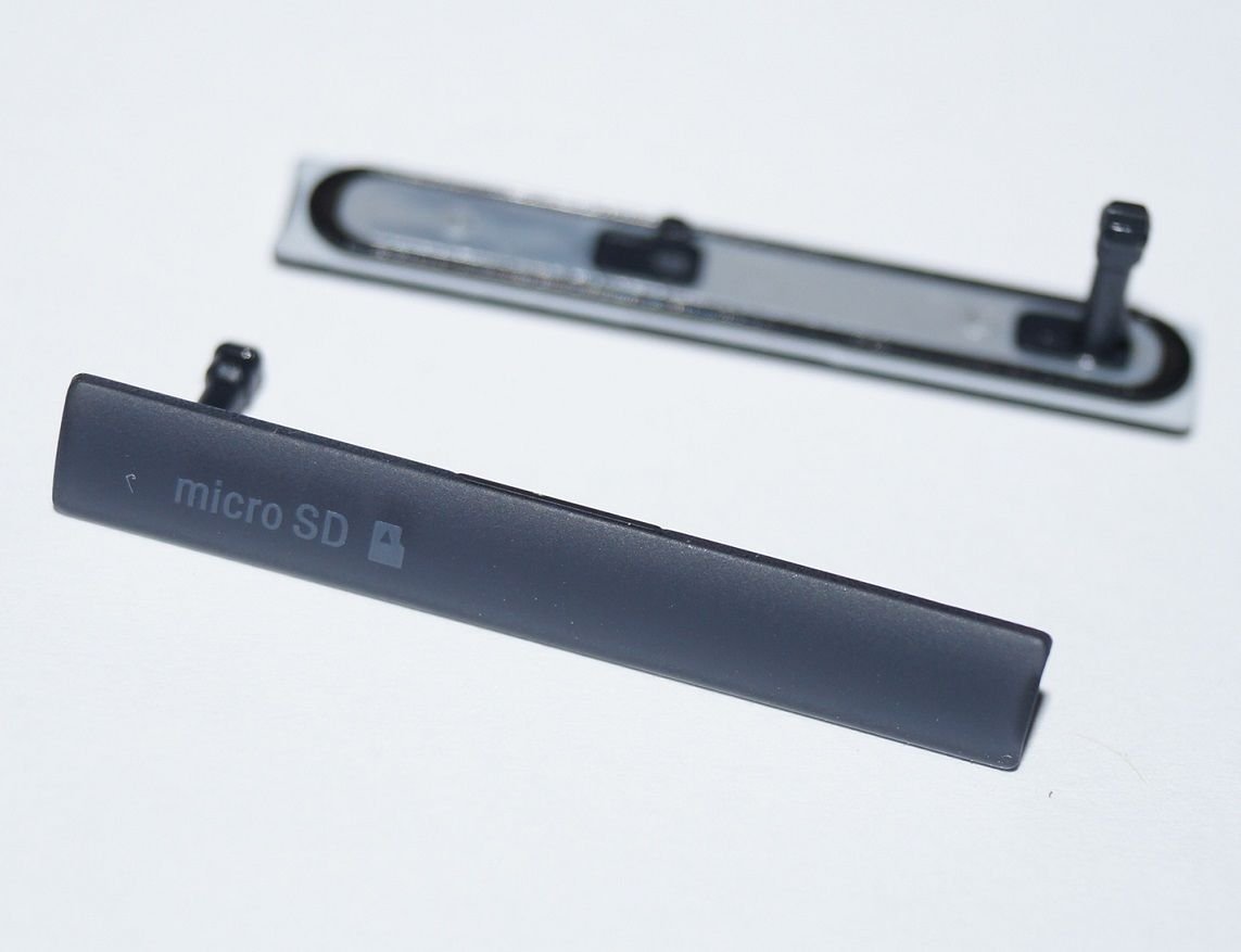 Gametow 1 USB Charger Cap Plus Micro SD Memory Card Slot Cover for Sony Xperia Z3 Compact D5833/D5803 - Black