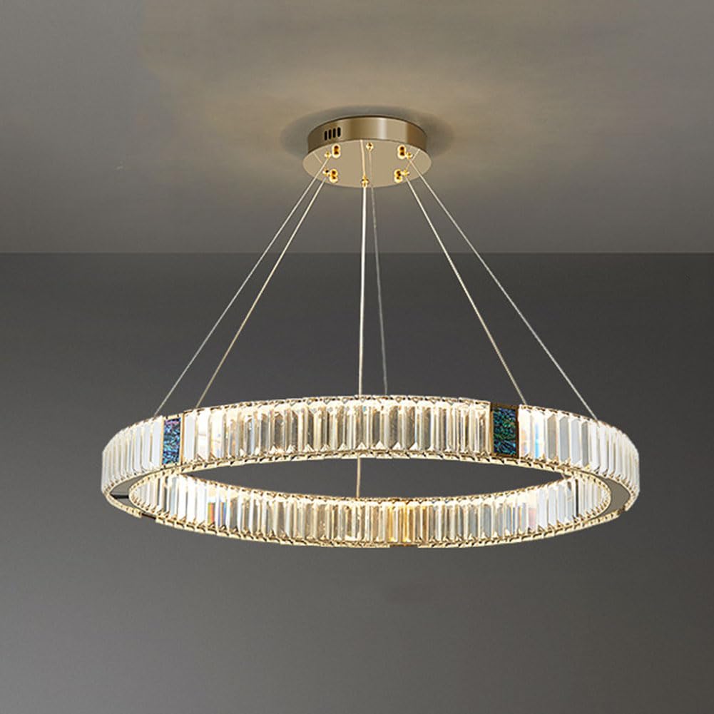 HXYSXHJUO LED Italian light luxury crystal chandelier, simple circle modern lamp, for living room bedroom dining lamps and lanterns,80cm