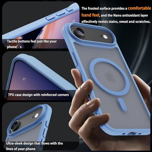 Image of Magnetic for iPhone 17 Air Phone Case, [Compatible with MagSafe], Screen Protector X1, [Military Grade Drop Protection],Matte Finish,Slim,Shockproof,Protective (Light Blue, iPhone 17 AIR)