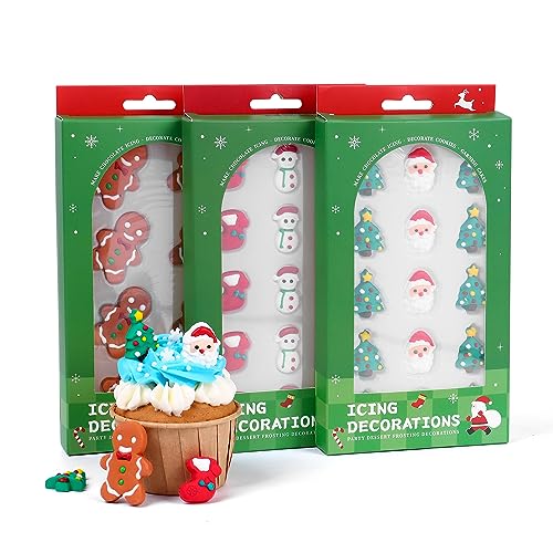 Edible Christmas Cake Decorations, Edible Gingerbread Men, Christmas Tree Candy, Santa Claus Icing...