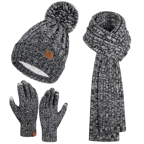 Bonnet écharpe gants tactiles femme doublé polaire pour affronter le grand froid hivernal