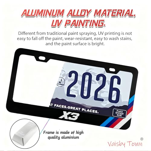 Image of License Plate Frames Cover Compatible with BMW X3 Exterior Accessories | Tricolour Aluminum Frame, Front and Rear 2 pcs Pack