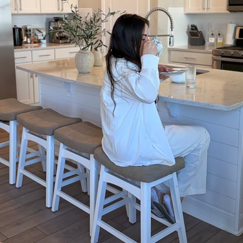 Image of PHI VILLA Counter Height Bar Stools Set of 4, Solid Wood Barstools