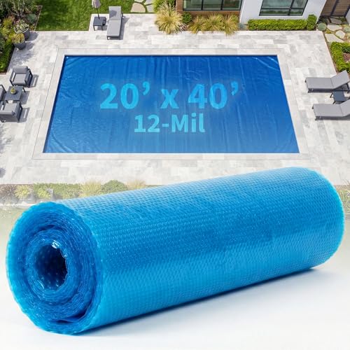 Blue Wave 20x40-ft Rectangle Solar Pool Cover 12-Mil Blue Solar Cover for Inground Pool Thermal Bubble Blanket for Heat Retention & Reduced Evaporation