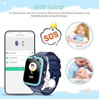 IOWODO Montre Connectée Enfants 2025 | 4G LTE avec Carte SIM | GPS Traceur + SOS Appel Urgence | Batterie | Appels Vidéo et Chat Vocal |Mode école et Zones de Sécurité | pour Garçons et Filles
