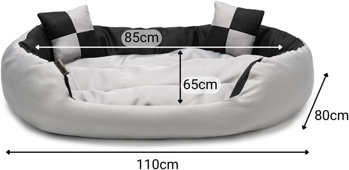 lionto 4 in 1 Lettino per Cane, (L) 110x80 cm Nero/Grigio