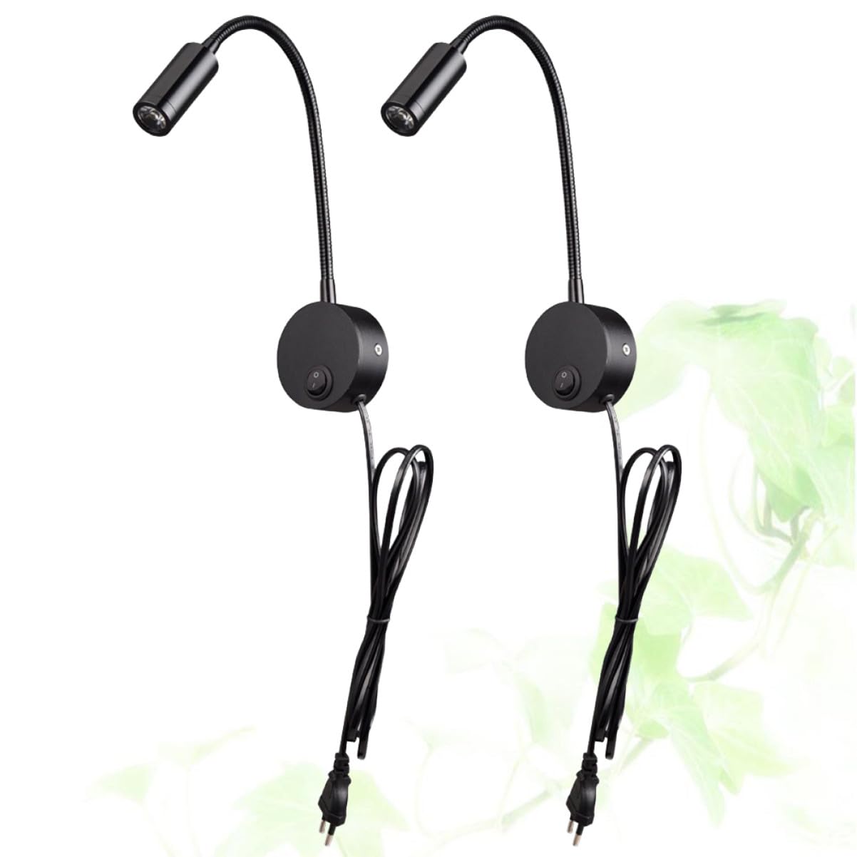 2 piezas Lámpara LED de Pared para Lectura con Brazo Flexible Luz y Montaje Pared para Dormitorio de Unidades Color Negro