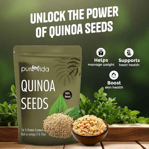 Image of Purevida Premium Quinoa Seeds 200g | 100% Wholegrain Superfood | High in Protein, Fiber & Essential Nutrients | Gluten-Free Ideal for Weight Management | Perfect for Salads, Breakfast & Healthy Meals