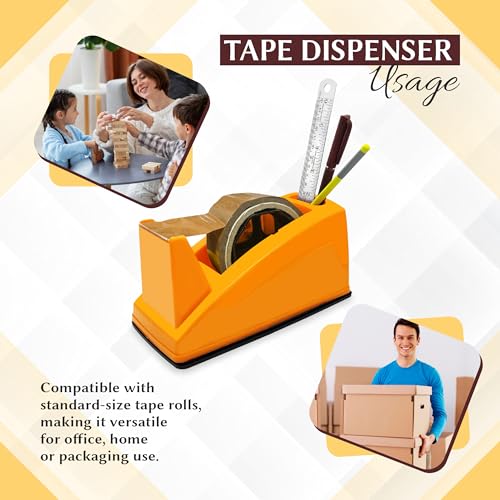 Image of YAJNAS Tape Dispenser for Packing, Heavy Weight and Anti-Skid 2 inch Cello Tape Dispenser for Home, Office, School Use (Random Color)