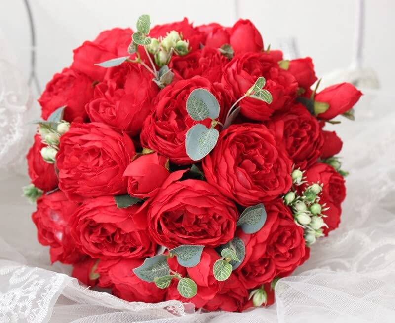 Lila Pfingstrosen-Brautsträuße, Hochzeitsblumen, künstlicher Hochzeitsstrauß, Rose (Rosa)