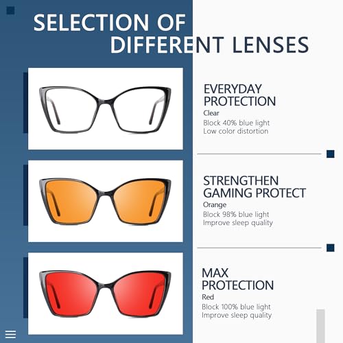 Image of Women's Sleep Blue Light Blocking Glasses, Cat Eye Computer Gaming Glasses Anti Eyestrain & UV Glare (Red Lens Black Frame)