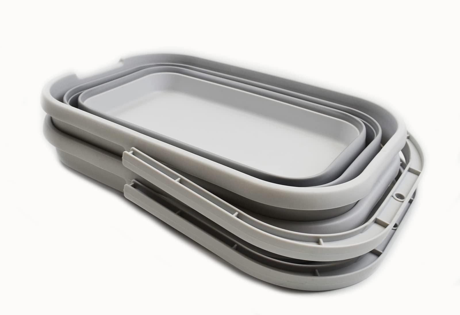 SAMMART 12L Faltbarer rechteckiger handlicher Eimer (Grau (2er-Set))