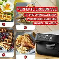 Tefal Snack Collection Precision Sandwich- und Waffeleisen, 3 voreingestellte Programme, digitaler Bildschirm mit Timer, Antihaftbeschichtung, platzsparendes Design, Silber/Schwarz, SW872BF0 – Ansicht 3