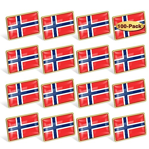 Image of 12 /24 /50 /100Pcs Norway Flag Lapel Pins Bulk - Metal Norwegian Nordmann Brooch Badge Souvenir for Men Women Clothes Bags Hats