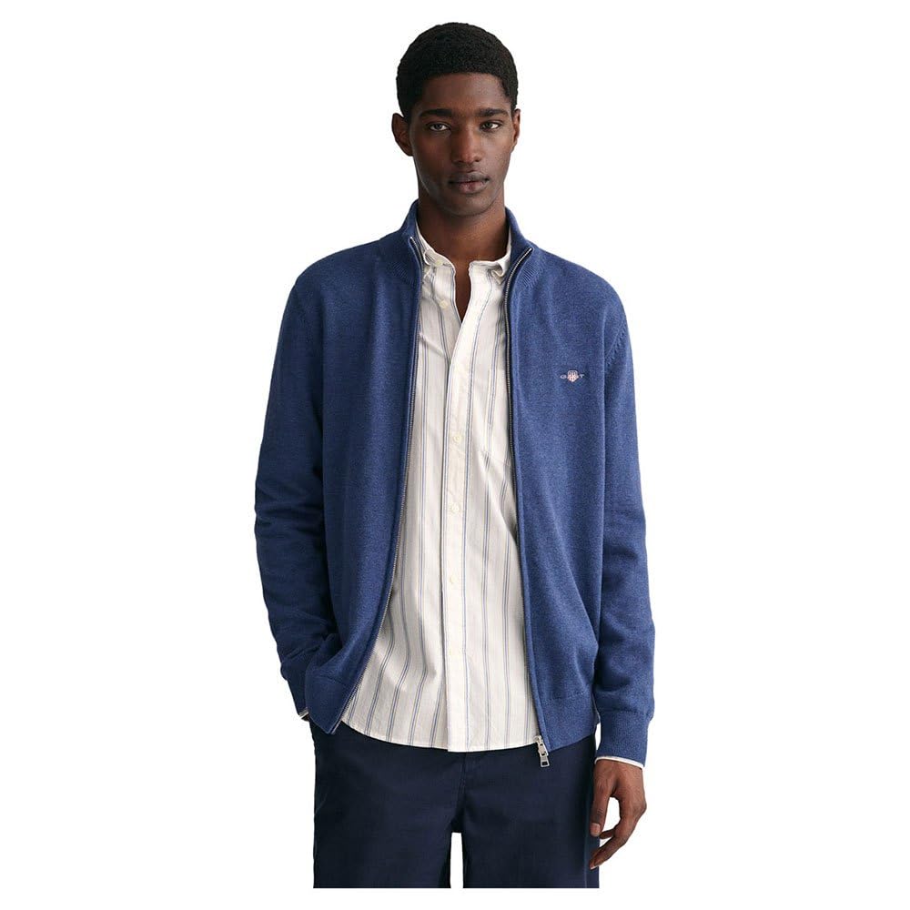 GANT Herren Casual Cotton Zip Cardigan Strickjacke