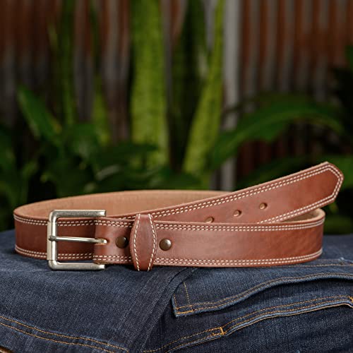 Bullhide Belts Mens Leather Belt For Work, Casual, Dress, 1.50" Wide, Tan, 48" #TOP1