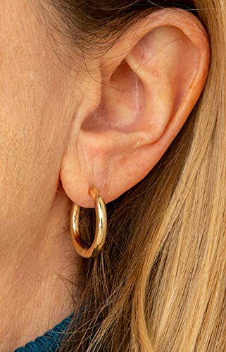 14K Gold Hinged Endless Round Huggie Hoop Earrings (Yellow Gold 3Mm X 21Mm) #TOP1