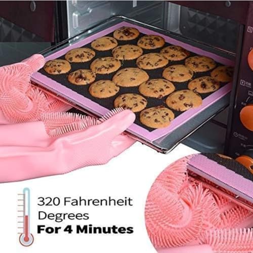 Image of Silicone Dishwashing Gloves with Built-In Scrubber | Reusable Cleaning Gloves for Kitchen & Household Use | Heat Resistant Hand Gloves for Washing Dishes & Plate Cleaning (Multicolour Pair 1)