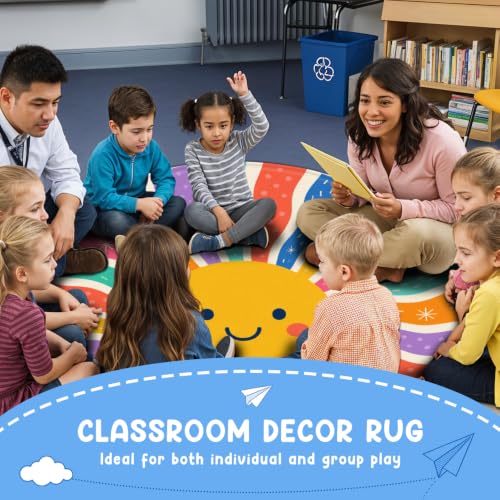 Wheel of Feelings and Emotions Round Rug, Mental Health Educational Rug for Classroom, Calming Rug, Emotions Feeling, Carpet ABC Feelings for Kids Therapist Back to School Gifts (ST05) - Image 3