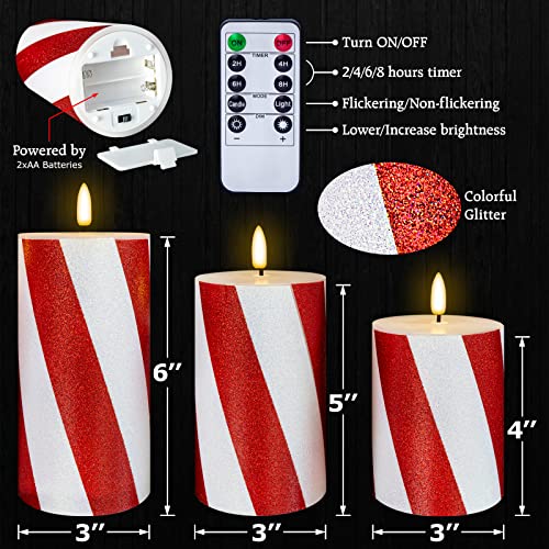Velas de Navidad sin llama de cera real rojas con luz LED parpadeante 3D 4