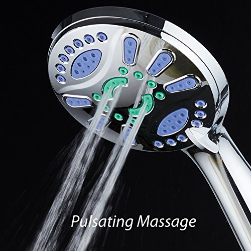 AquaStar Elite High-Pressure 6-setting Luxury Spa Hand Shower with Microban Antimicrobial Anti-Clog Jets for More Power & Less Cleaning! / Extra-Long 5 ft. Stainless Steel Hose/All Chrome Finish