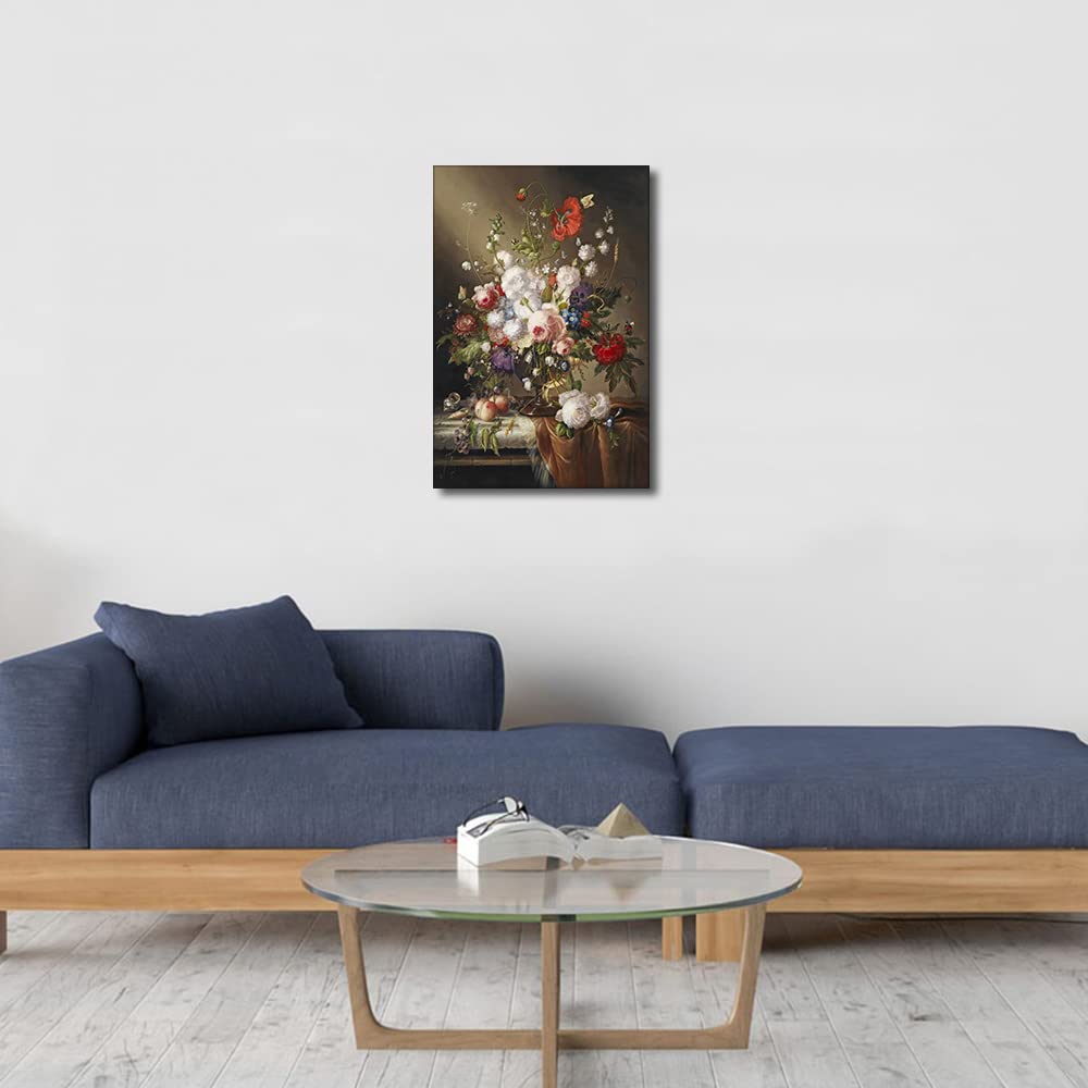 TISHIRON Flower and Fruit Still Life Paintings on Canvas Floral Prints Art Canvas Wall Art Prints Framed Artwork for Home Office Decorations Wall Decor Modern Giclee Ready to Hang 16x24 inch - Image 2