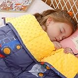 Uttermara Weighted Blanket 3 lbs, Ultra Cozy Minky Fleece and Cotton Sided with Cartoon Patterns, Reversible Heavy Blanket Great for Sleeping, 36x48 inches, Blue Car World