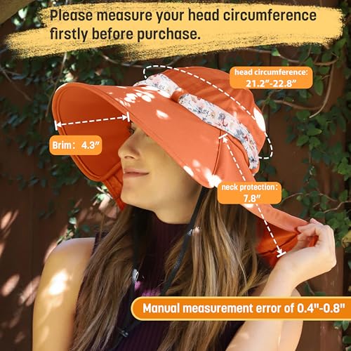 Image of Womens Sun Hats Neck Flap Large Brim UV Protection Foldable Fishing Hiking Cap