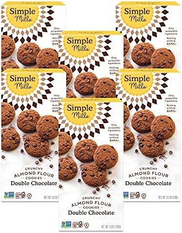 Simple Mills Almond Flour Double Chocolate Chip Cookies, Gluten Free and Delicious Crunchy Cookies, Organic Coconut Oil,Made with whole foods, 5.5 Ounce (Pack of 6)(Packaging May Vary)