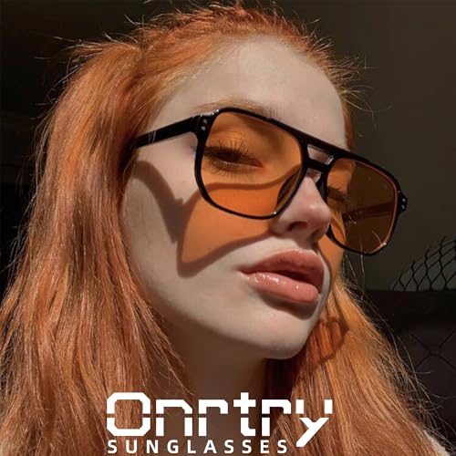 Image of Onrtry Retro Aviator Sunglasses Women Men 70s Vintage Square Frame Sun Glasses UV400 Shades