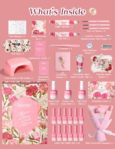 Image of Beetles 12 Colors Gel Nail Polish Kit with UV Light Gift Box | HEMA-free and TPO-free Gel Polish Complete Manicure Kit with Shea Butter Hand Cream Gift Box for Women