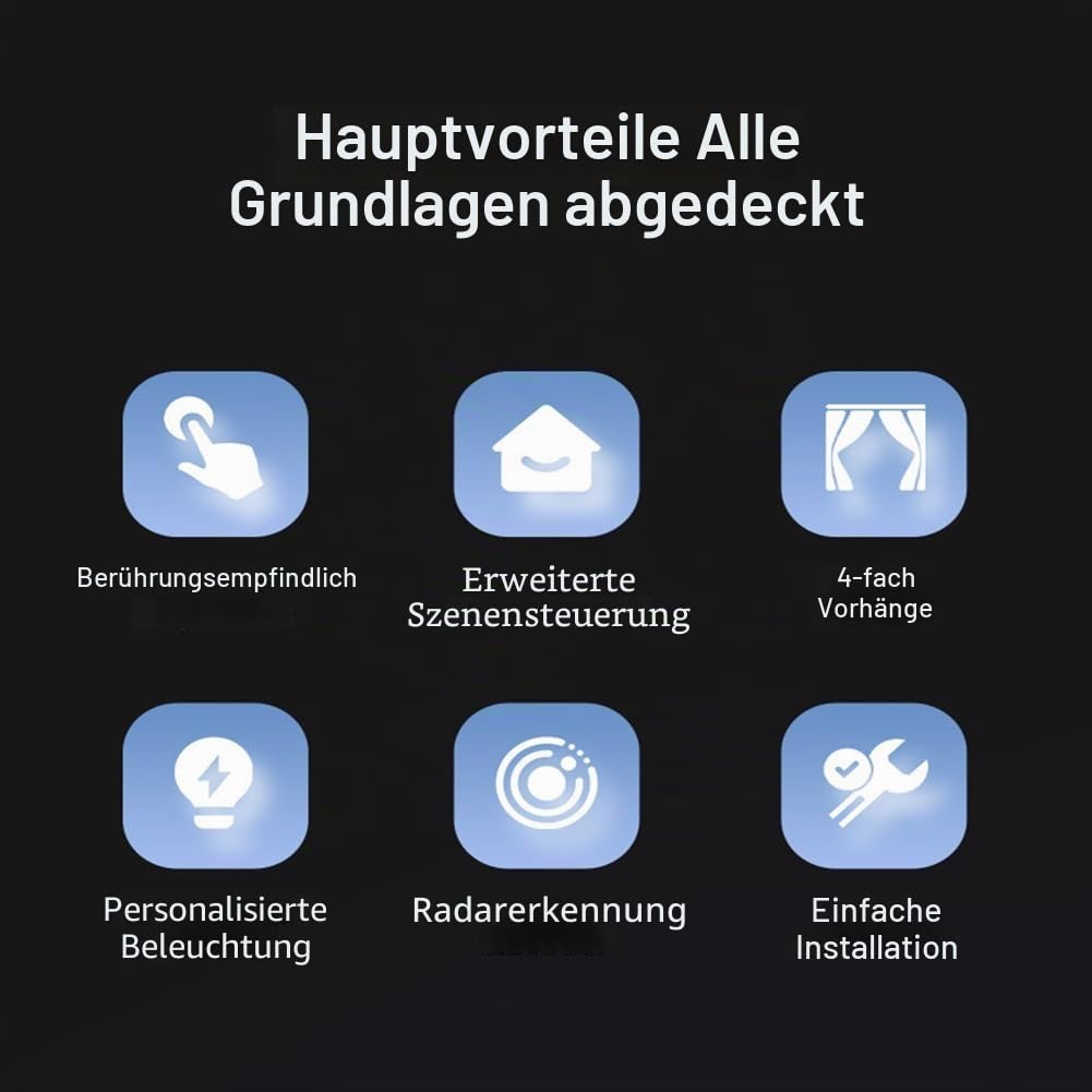 3,5 Smart Wandschalter Touchscreen 4 Gruppen Schalter 8-Wege-Szene Radarsensor Dimmschalter Vorhang Tuya Zigbee A