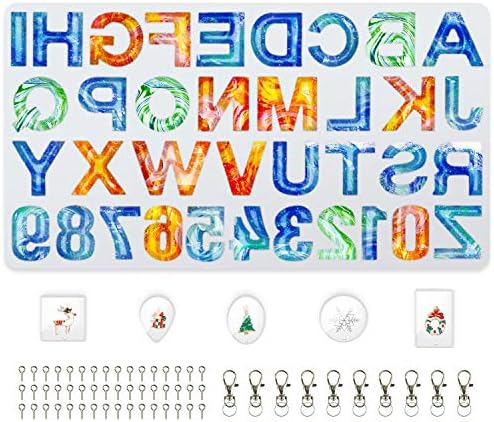 AK KYC Resin Molds Number Alphabet Silicone Molds for Epoxy Resin Jewelry DIY Casting Mold for Pendant Crafting Gift Making Set Kit