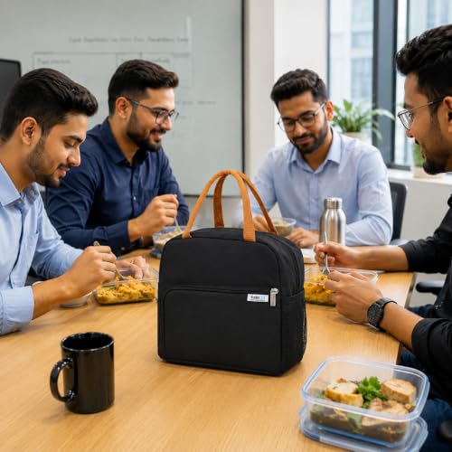 Image of SaleOn Insulated Lunch Bag for Women /Men /Adult, Lunch Box Lunch Bag Women, Small Leakproof Cute Lunch Tote Large Capacity Reusable Lunch Container for Work /Office /Picnic /Beach (Black)