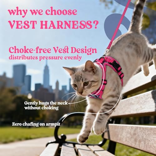 Image of rabbitgoo Cat Harness and Leash Set, Escape Proof Vest, Coconut Fuchsia