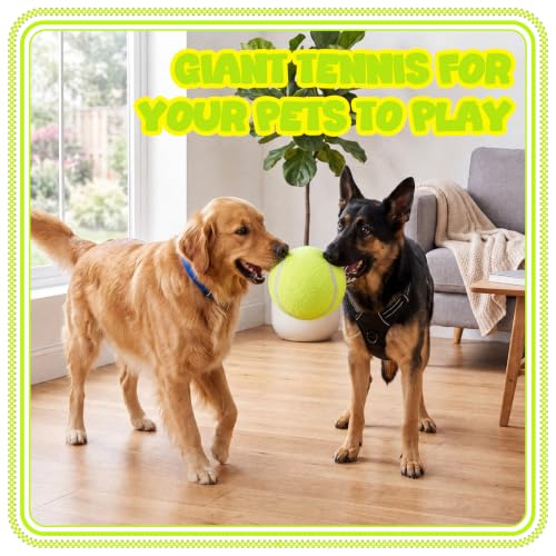 Image of Sratte 6 Pieces Giant Large Tennis Ball for Dogs 6'' Inflatable Large Dog Toy Balls for Indoor Outdoor Training Playing Sports (Fluorescent Green)