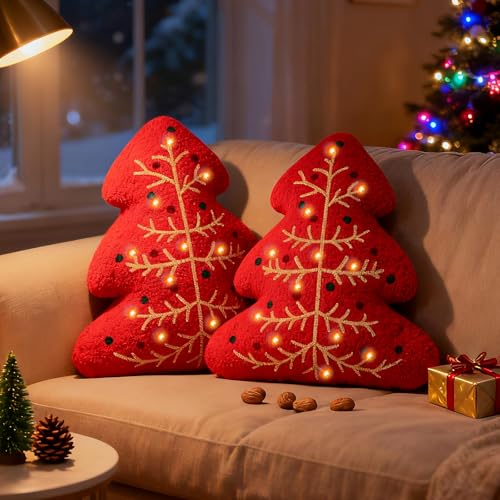 Lanpn 2 Stück LED Weihnachtsbaum Kissen Weihnachtskissen, Weihnachts...