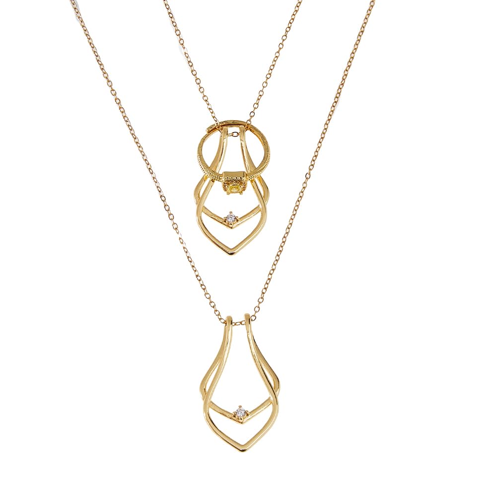 Collier en acier titane avec pendentif porte-bague rétro et boîte cadeau luxe