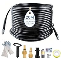 20m Universal Rohrreinigungsschlauch Set, 5800 PSI/400 bar,Rohrreiniger Premium Set mit Adapter und Düsen&Handschuhe,kompatibel mit Kärcher k2-k7, Lavor, Bosch Hochdruckreiniger
