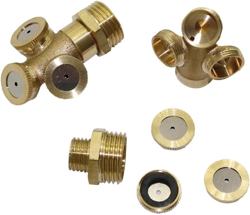 Brass misting nozzles 3 Hole Mist Water Spray Sprinkler Mister nozzles Fog nozzles for Cooling System Greenhouse Landscaping dust Control 0 04 Orifice 1 0 mm dn15 g1 2 Size 5pack