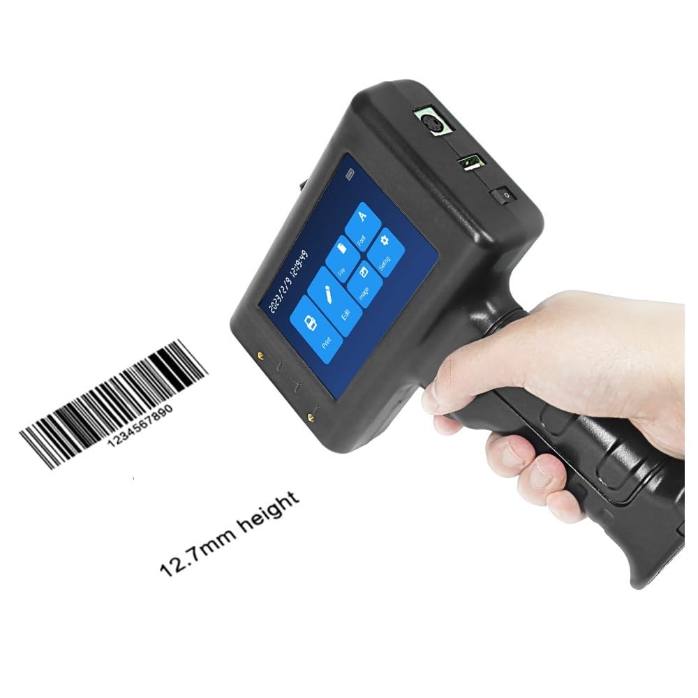 Imprimante Portable, Imprimante à Jet d'encre Thermique Portable Date de Production Numéro Logo d'expiration Étiquette en Plastique