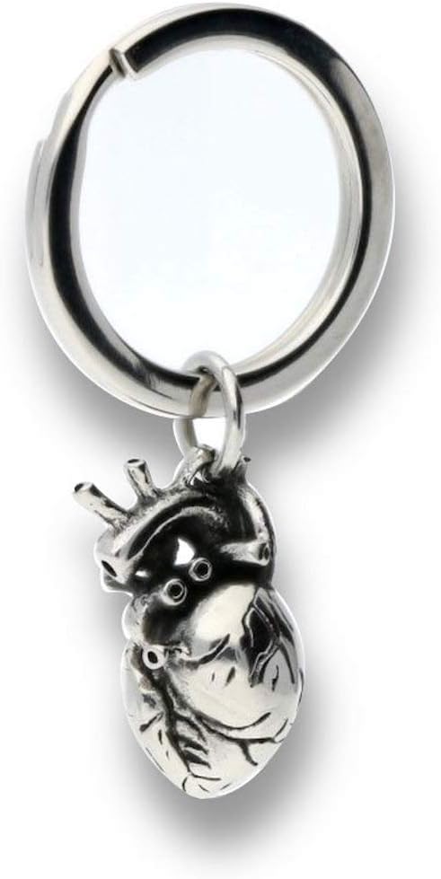 Anatomical Heart 3d Keychain Key Ring Antique Finish Stainless Steel for Man Woman, No Tarnish or Fade