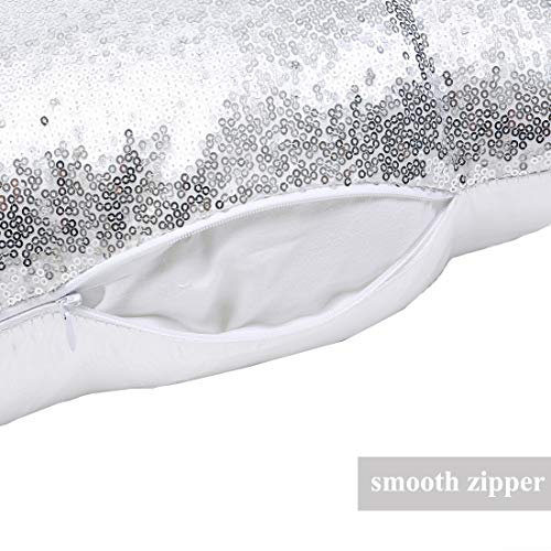Eternal Beauty Set Of 2 Silver Pillow Cover Sequin Decorative Pillow Covers For Couch Sofa Throw Pillows 18 X 18 Inches #TOP4