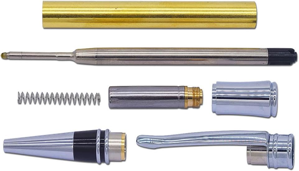 DIYKITSMALL, AS-BP173#-CHR, Chrome officer twist pen kits, Woodturning Kit (10 pack)