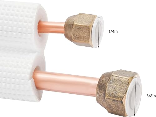 Miniatura 4 de Juego de mini línea dividida de 25 pies, tubos de cobre gemelos de 14 y 12 pulgadas de diámetro exterior, 38 pulgadas de grosor, línea de cobre