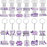Renbuzhu 60Pcs Domestic Violence Awareness Month Keychain Bulk for Women Men Party Decorations