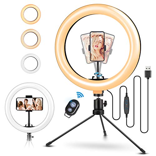 ELEGIANT 10.2 Selfie Ring Light with Tripod Stand, Ring Light with Cell Phone Holder with Remote Ringlight 3 Modes & 11 Brightness for Live Stream Makeup YouTube Tiktok Photography Video Conference